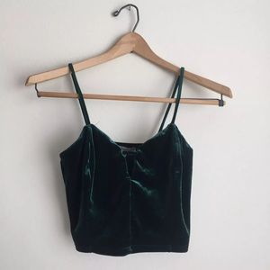 Forest green velvet crop